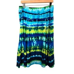 Dressbarn Blue A-Line Midi Skirt Resort Wear Size 1x